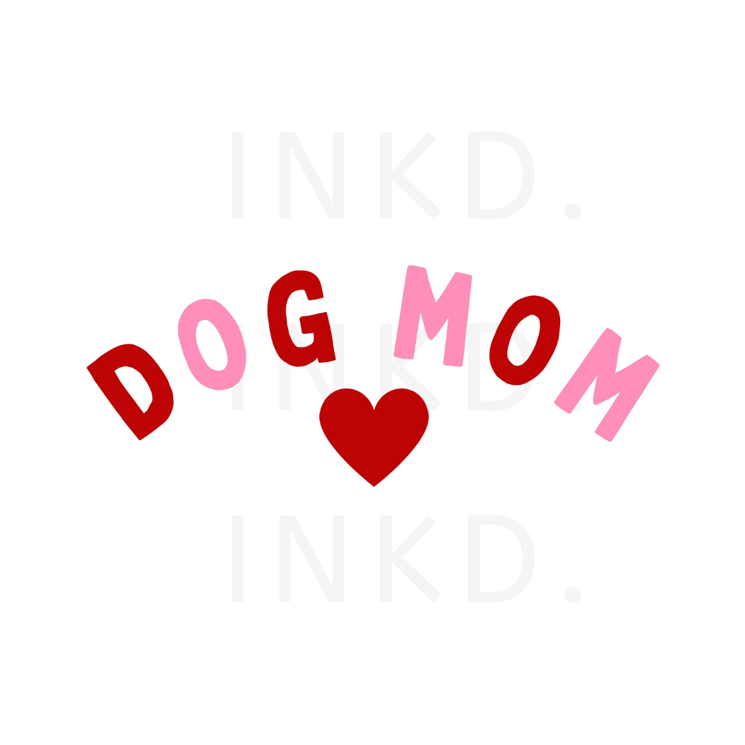 "Dog Mom Heart design."