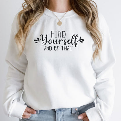 "white crewneck sweater findyour self design big"