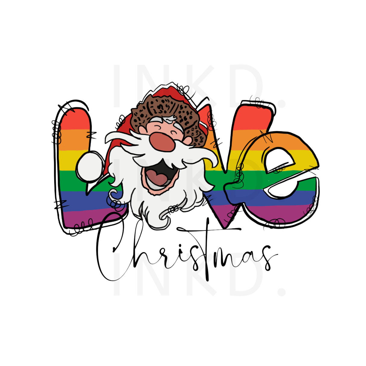 "Pride love Christmas text design close-up."