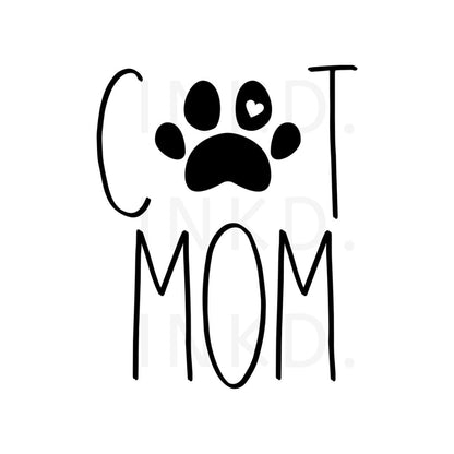 "Cat mom text design close-up."