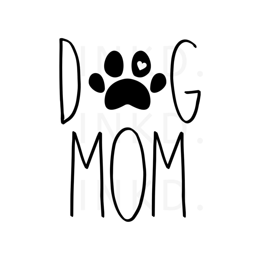 "Dog mom text design close-up."